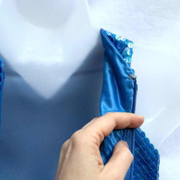 Niteline Cocktail Dress 6 Blue Sequin Luxe Evening Disco Party Glamour Bodycone - Picture 7 of 13